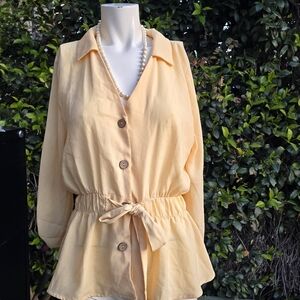 Sweet Rain Contemporary belted Blouse Sz M